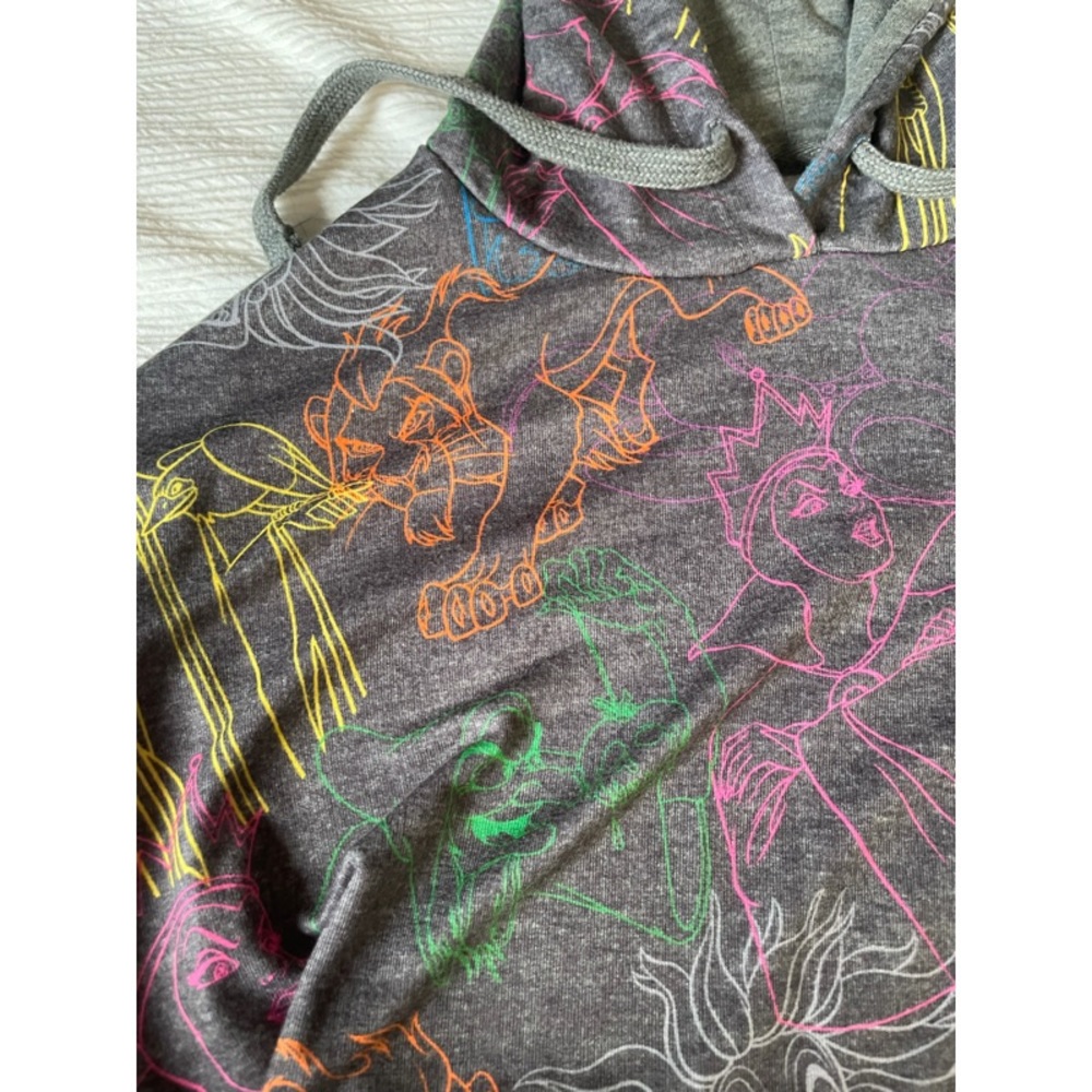 DISNEY VILLAINS HOODIE GREY RAINBOW SZ M
